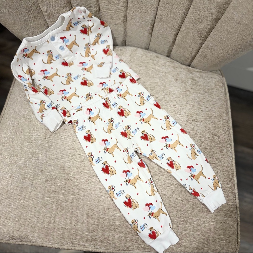 Little English White Pajama Set with Red and Blue Accents